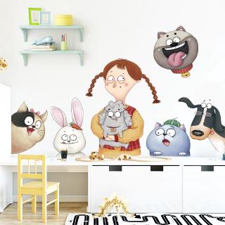 (zooyoo) dog rabbit cartoon animal สติ๊กเกอร์สําหรับติดตกแต่งผนังบ้าน