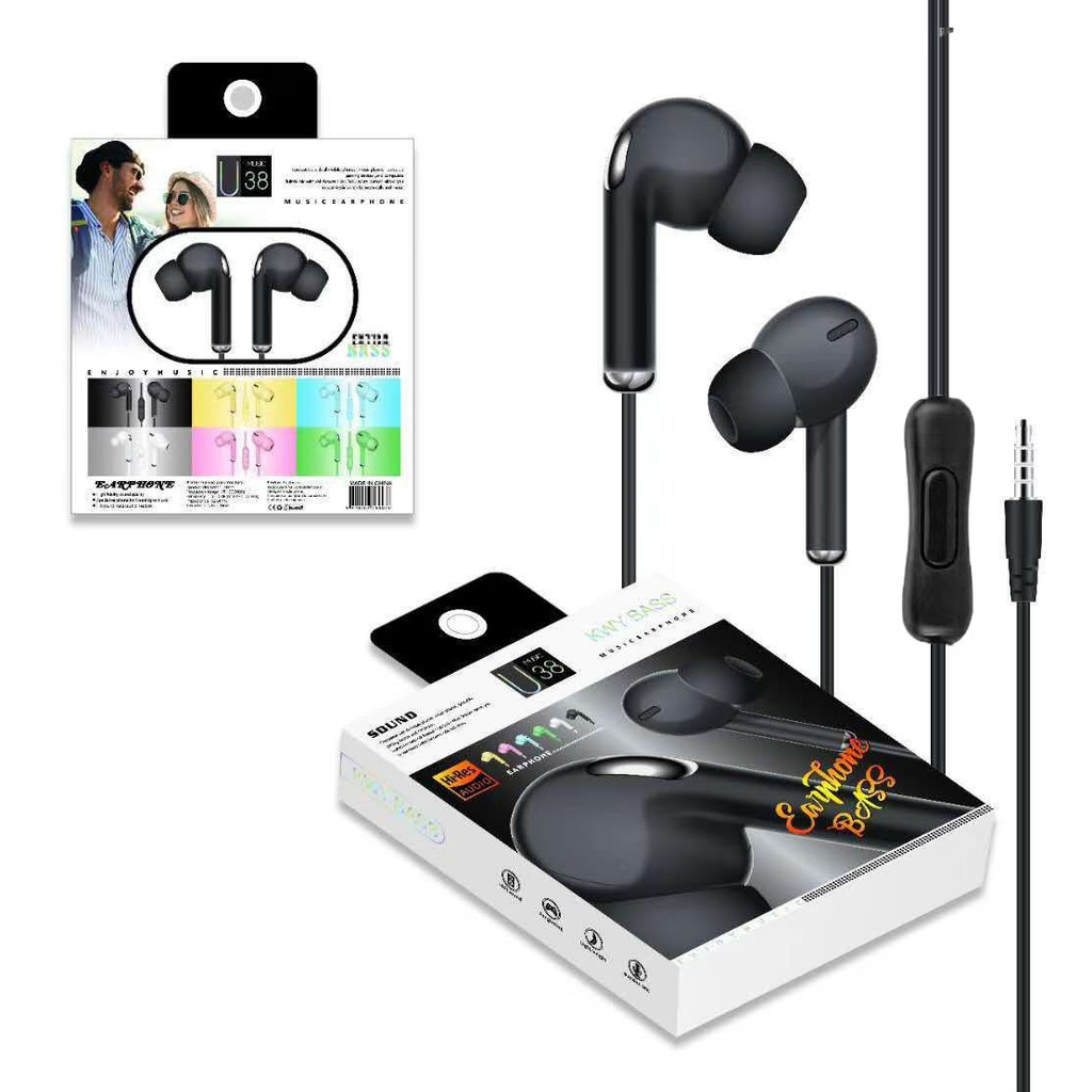 หูฟัง-u38-hi-fi-หูฟังพร้อมไมค์คุยโทรศัพท์ได้-honor-music-universal-earphone-with-microphone-รับประกันสินค้า