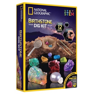 (ของแท้100%) NATIONAL GEOGRAPHIC Birthstone Dig Kit - STEM Science Kit with 12 Genuine Birthstones