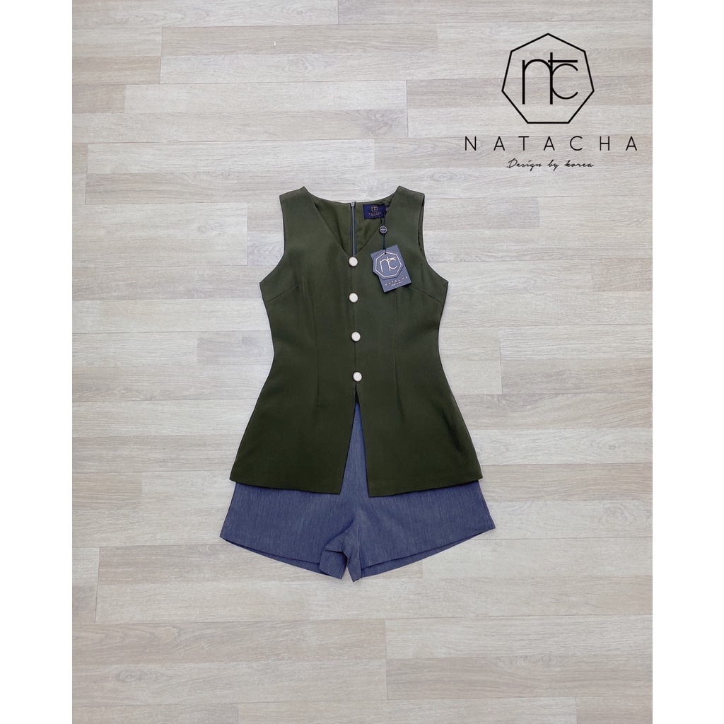 natacha-set-เสื้อคอวีกระดุมหน้าเรียงงผ่าหน้าเล็กน้อย-แมตกางเกงขาสั้น-เนื้อผ้าสวยใส่สบายมากๆคะ