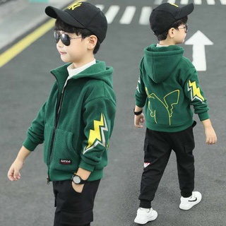 【ใหม่】◈ เสื้อแจ็กเก็ต ผ้าฟลีซ แบบหนา มีฮู้ด ลายปิกาจู แฟชั่นฤดูใบไม้ร่วง และฤดูหนาว สําหรับเด็กผู้ชาย 2023