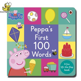 พร้อมส่ง *ลิขสิทธิ์แท้* หนังสือบอร์ดบุ๊ค Peppa Pig Peppas First 100 Words Board book 25.5 x 25.9 cm.