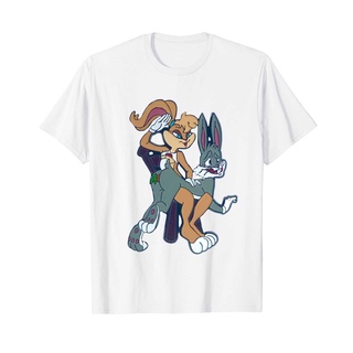 เสื้อยืดสีขาวBugs Bunny Geeky &amp; Kinky Bad Bunnies Bugs Pin Geeky and Kinky Shirt - ความสุขสําหรับเธอS-4XL