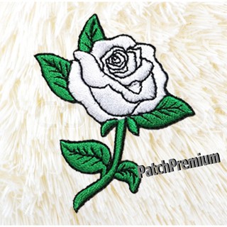 กุหลาบขาว ดอกไม้ - ตัวรีด (Size M) ตัวรีดติดเสื้อ