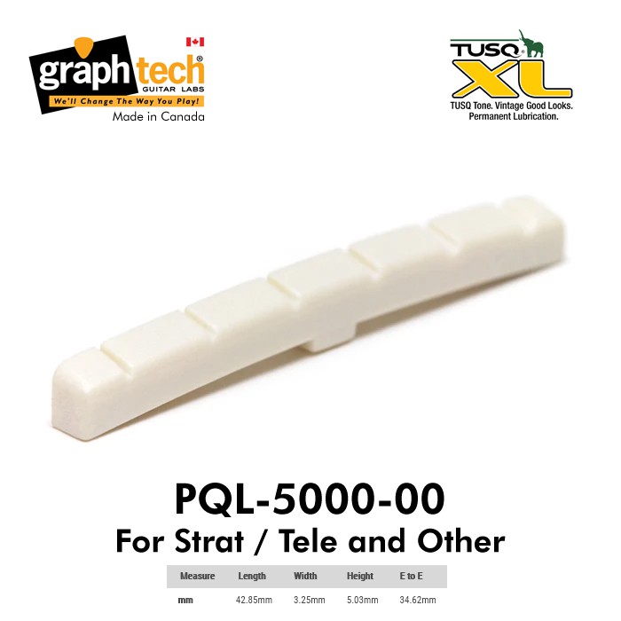 ภาพหน้าปกสินค้าGraph Tech TUSQ XL Slotted Flat or Curved Nut 42.85mm PQL-5000-00 for Strat Tele and other นัทกีต้าร์ จากร้าน tonegarages บน Shopee