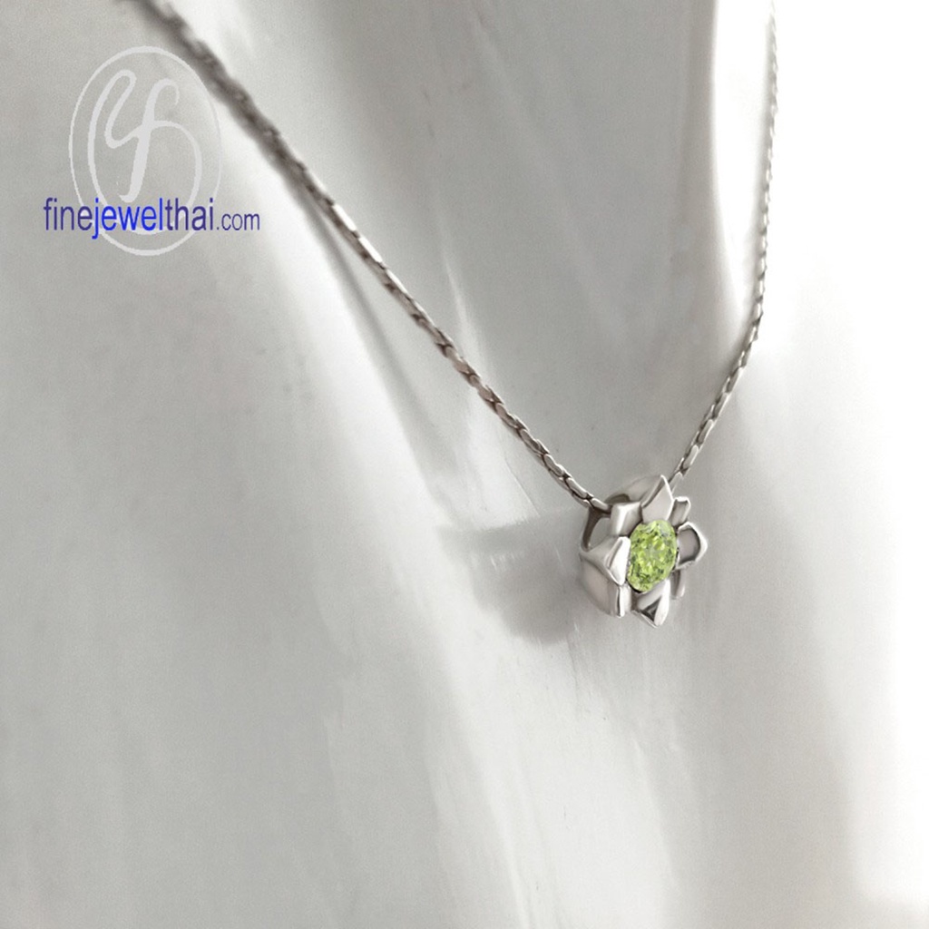 finejewelthai-จี้เพอริดอท-เพอริดอท-จี้พลอย-พลอยประจำเดือนเกิด-peridot-silver-pendant-birthstone-p1058pd00e