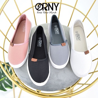สินค้า 🌈 OY78 ORNY(ออร์นี่) รองเท้าผ้าใบแบบสวม รองเท้าผ้าใบผูหญิง