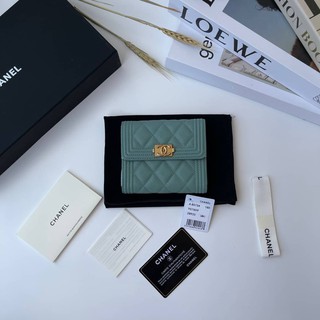 Chanel wallet ใบสั้น สีฟ้าอมเขียว Grade vip  อปก.Fullboxset