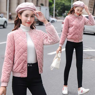 เสื้อโค้ทเบสบอลลําลอง ผ้ากํามะหยี่ ขนาดใหญ่ แฟชั่นฤดูใบไม้ร่วง และฤดูหนาว สําหรับผู้หญิง