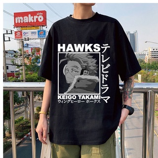 ใหม่ เสื้อยืดลําลอง แขนสั้น พิมพ์ลาย My Hero Academia Hawks คุณภาพสูง แฟชั่นสําหรับผู้ชาย