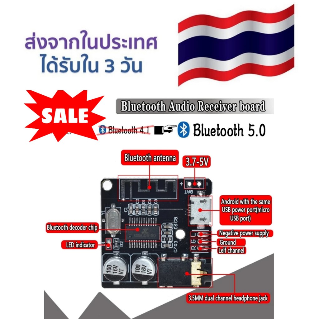 ราคาและรีวิวDIY ราคาถูก บอร์ดบลูทูธ 5.0 สเตอริโอไร้สาย (รับเสียง) Bluetooth Audio Receiver board Bluetooth 5.0 mp3 lossless