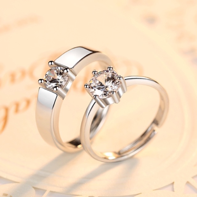 แหวนคู่-012-แหวนเงินเพชร-cz-แหวนคู่รัก-ขนาดฟรีไซร์