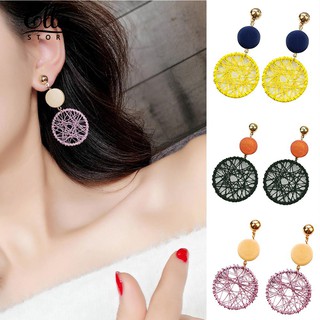 🌸Ellastore Creative Women Long Round Hollow Circle Dangle Earrings Club Party Jewelry