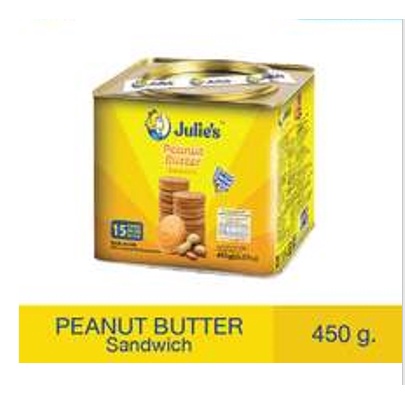 แบบปี๊บ-ขนมนำเข้า-ขนมปังกรอบสอดไส้ครีมเนยถั่ว-จูลี่ส์-julies-peanut-butter-sandwich-450g