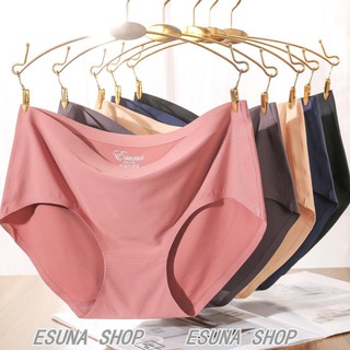 ESUNA SHOP 836#226# กางเกงในผู้หญิงไร้ขอบ ผ้าไหมน้ำแข็งกางเกงชั้นใน สะดวกสบายและอ่อนนุ่ม เสริมการออกแบบที่ยืดหยุ่นที่เอว