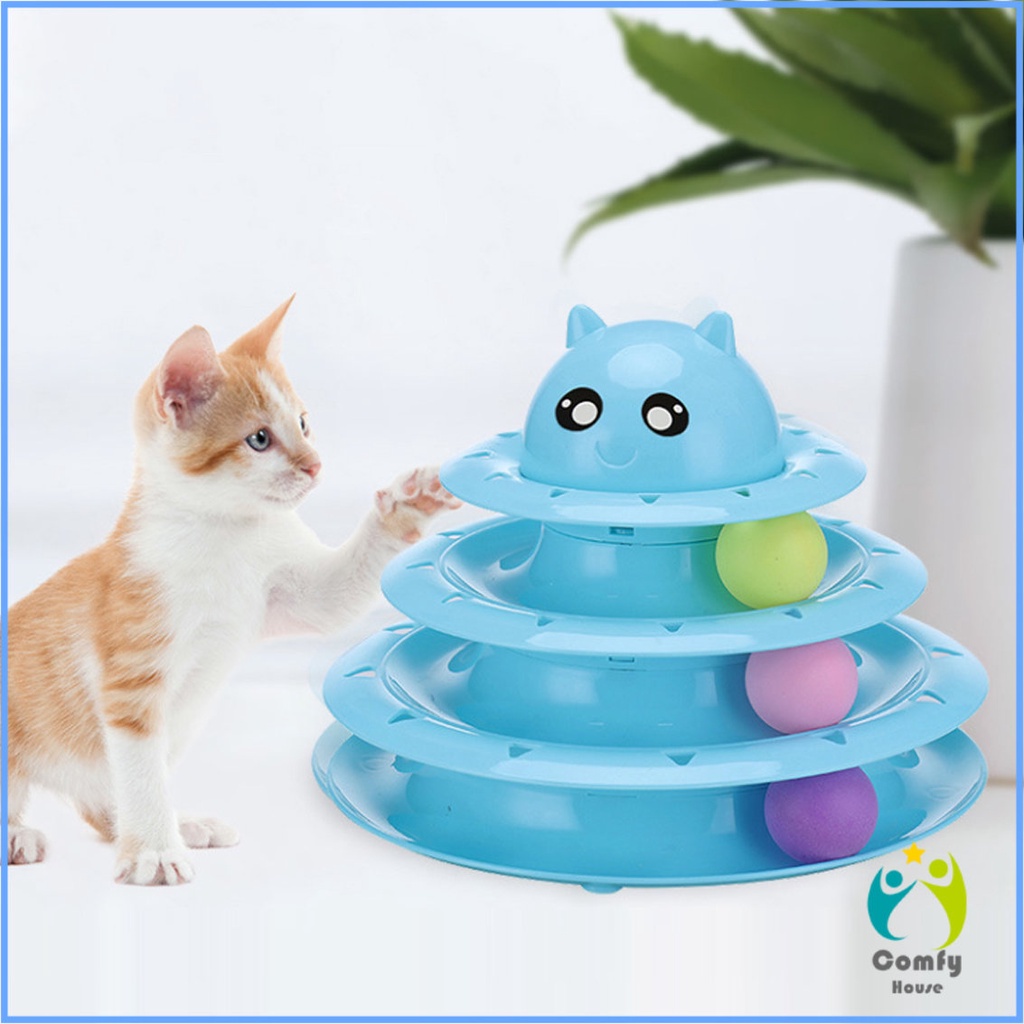 comfy-รางบอล-ตาโต-ของเล่นแมวทรงโดม-รางบอล-4-ชั้น-cat-play-plate