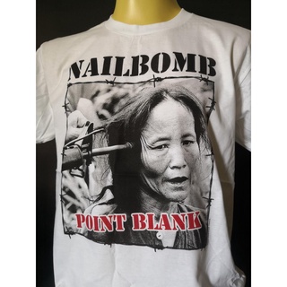 เสื้อยืดพิมพ์ลายเสื้อวงนำเข้า Nailbomb Point Blank Soulfly Industrial Thrash Nu Metal Style Vintage Gildan T-Shirtรหัสเต