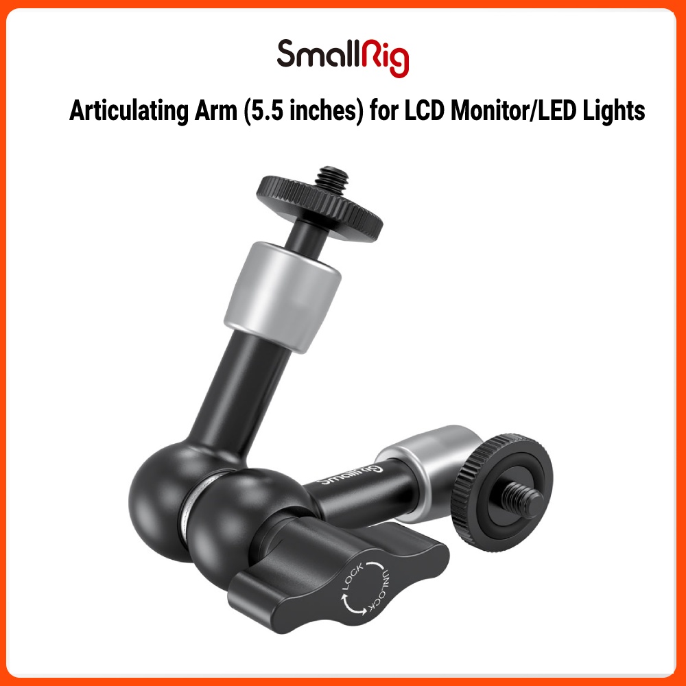 SmallRig แขนยึดกล้อง ปรับแรงเสียดทาน สกรูเกลียว 1/4 นิ้ว สำหรับ LCD มอนิเตอร์ ไฟ LED ขนาด 5.5 นิ้ว – 2065