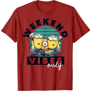 เสื้อยืดโอเวอร์ไซส์เสื้อยืด พิมพ์ลายกราฟิก Despicable Me Minions Weekend Vibes Only สําหรับผู้ชาย และผู้หญิงS-3XL