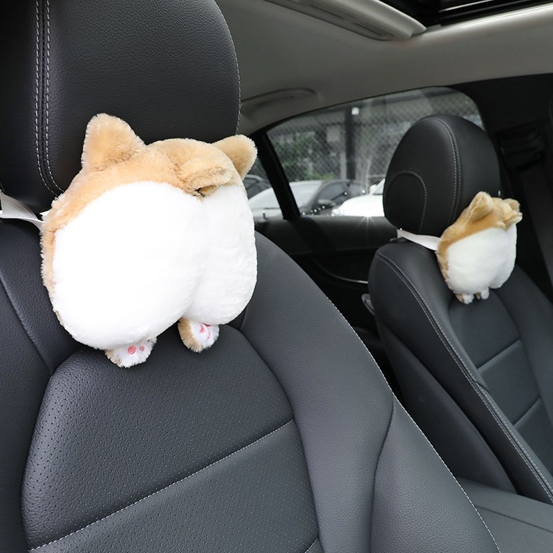 หมอนรองคอรถยนต์ลายการ์ตูน-spot-car-headrest-lumbar-support-พร้อมชุดหมอนรองคอรถยนต์