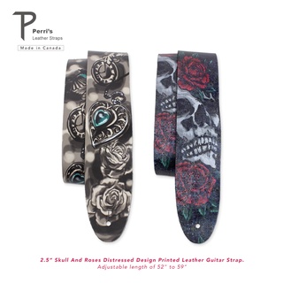 Perris "Leather Printed" Guitar Strap สายสะพายกีตาร์หนังสกรีนลาย (Made in Canada)