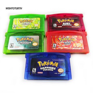 สินค้า ☼WT Sapphire/Emerald/Fire Red/Leaf Green/Ruby Pokemon Game Card Cartridge GBA