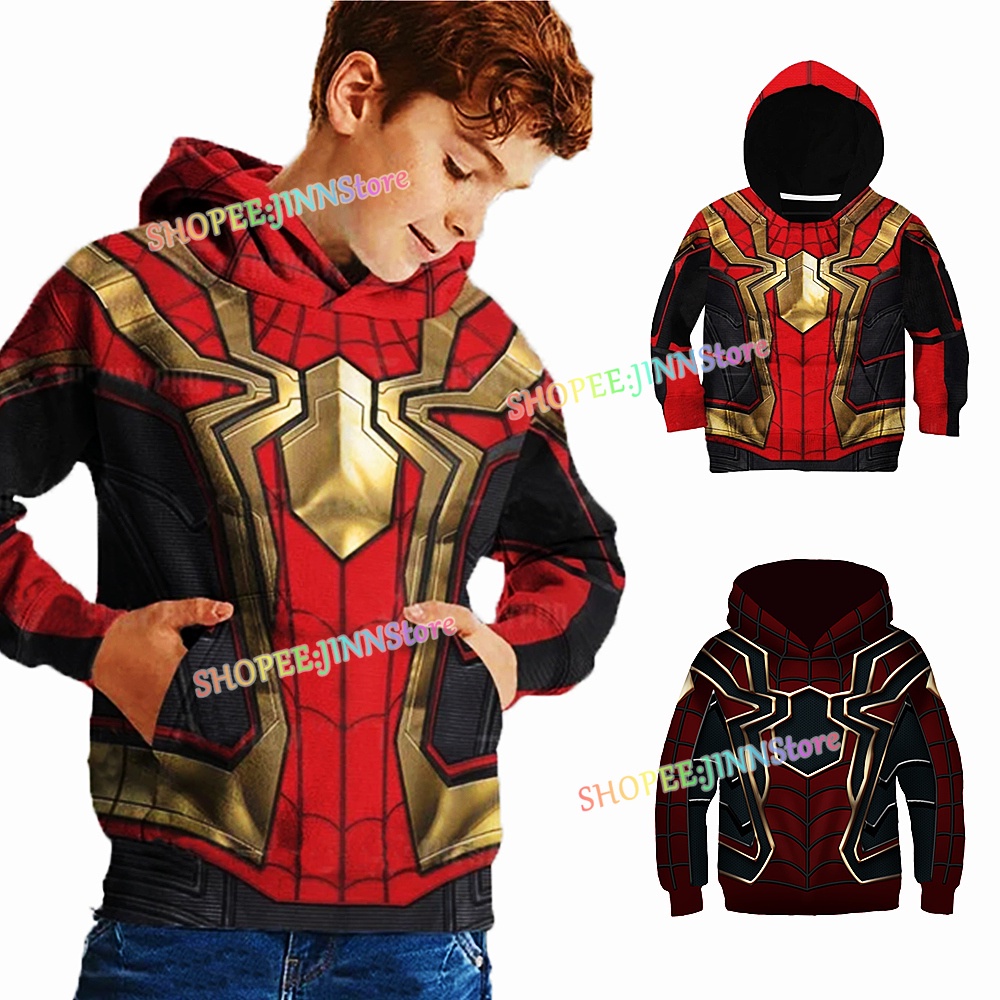 ภาพหน้าปกสินค้าJINN ใหม่ Spiderman No Way Home ชุดเสื้อฮู้ดดี้แขนยาวเด็ก Marvel ซุปเปอร์ฮีโร่ชายและหญิงเสื้อฮู้ดดี้แขนยาว