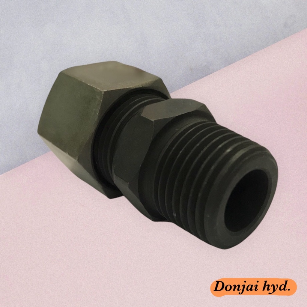 ข้อต่อตาไก่-รมดำ-ข้อต่อไฮดรอลิค-ข้อต่อตรงไฮดรอลิค-male-connector-straight-mm-x-pt-250-bar