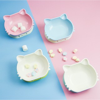 [🔥ลดล้างสต๊อค] Kitty Bowl ชามอาหารแมว ชามอาหารสัตว์ ทรงหน้าแมว PVC