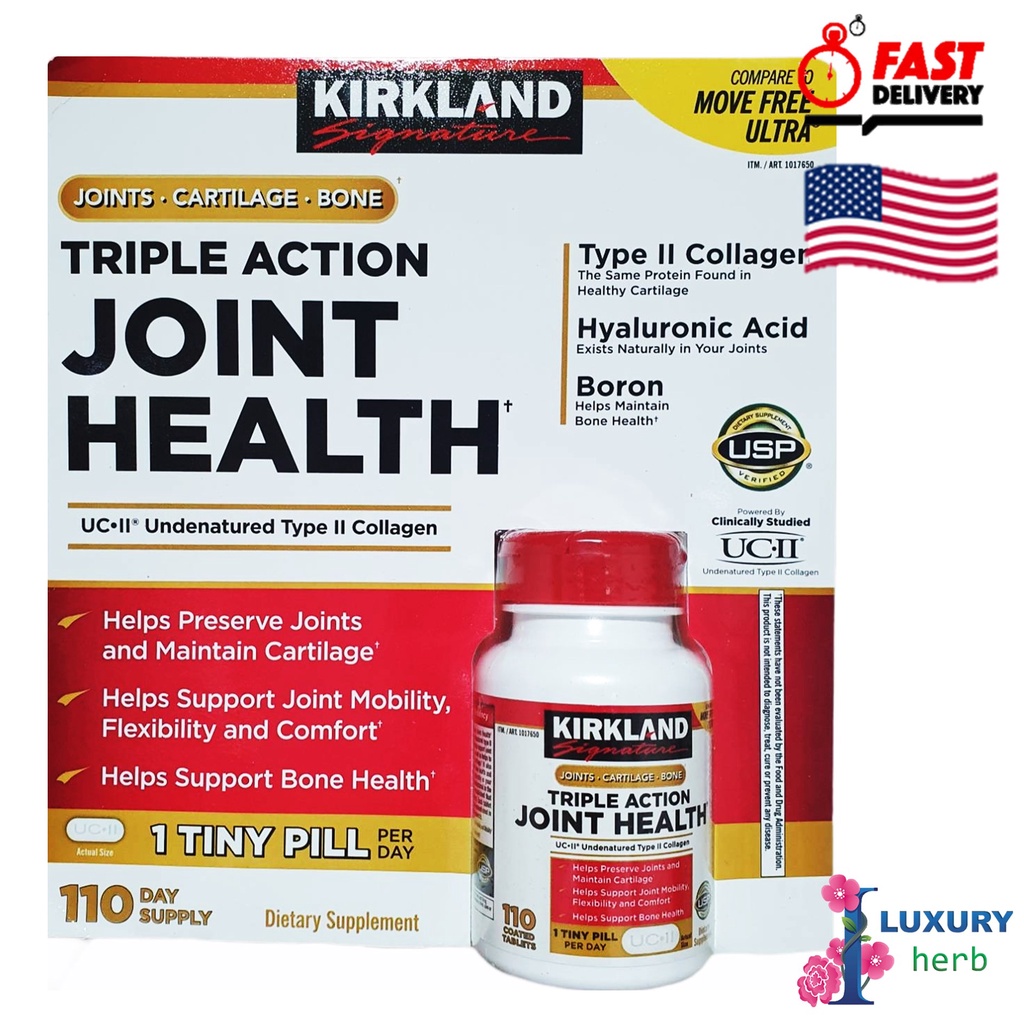 ภาพหน้าปกสินค้าKirkland Triple Action Joint Health 110 Tablets UC-2 Joints,Cartilage,Bone exp.09/2025