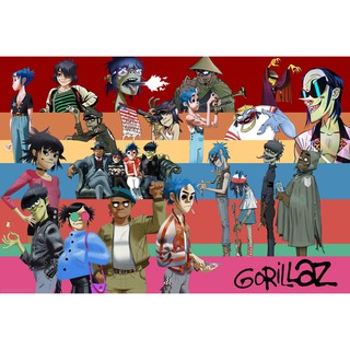 โปสเตอร์ Gorillaz กอริลลาซ โปสเตอร์ วอลเปเปอร์ ตกแต่งผนัง Poster Music โปสเตอร์วินเทจ โปสเตอร์วงดนตรี