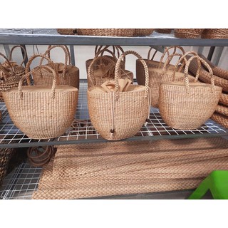 🌿กระเป๋าสาน กระเป๋าผักตบชวาใบใหญ่ ทรงกงไก่ M 🌿Natural Woven hand bags 🌿ไซค์ 12” นิ้ว 12” inch