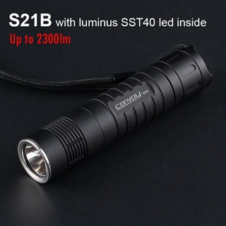 ไฟฉาย Convoy S21B พร้อมลูมินัส SST40 SFT40 Led EDC สําหรับตั้งแคมป์ เดินป่า