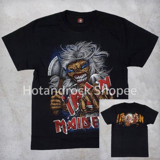 เสื้อยืดผ้าฝ้ายพรีเมี่ยม เสื้อวง Iron Maiden TDM 1762 HOT AND ROCK