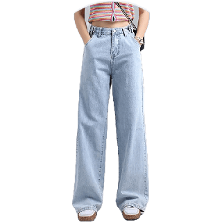 Johnny Jeans (S-3XL) (ใส่โค้ด ISSA13MAR ลด 130)กางเกงยีนส์ขากระบอกใหญ่เก็บทรงสวย อำพรางสะโพกและต้นขา