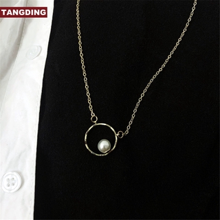 สินค้า 【COD Tangding】Round Circle Pearl Necklace Women Party Clavicle Chain Accessories Jewelry
