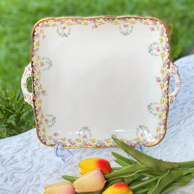 *ตำหนิเยอะ* จานเค้ก Jackson & Gosling Grosvenor China Cake Plate ลาย ...