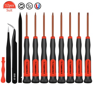 E·Durable Magnetic Screwdriver Precision Repair Kit 12pcs Screwdriver Set Multifunction Hand Tools for Xbox PS4 Macbook