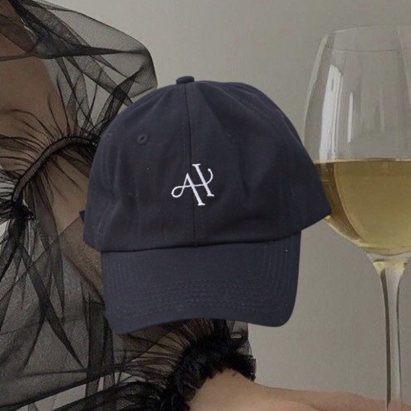 ahc000-logo-cap-black-หมวกผ้าคอตตอนสกรีนโลโก้