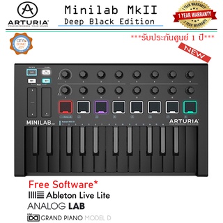 Arturia: MiniLab MkII Deep Black MkII  Midi Keyboard ขนาด 25 คีย์ แบบพกพา รุ่นสีพิเศษดำเข้ม***รับประกันศูนย์ 1 ปี***