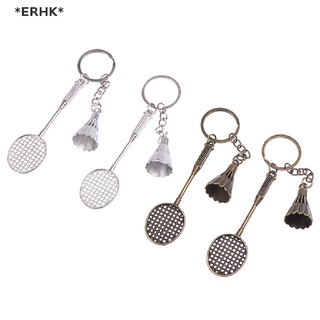 Erhk พวงกุญแจไม้แบดมินตัน โลหะ ขนาดเล็ก สําหรับรถยนต์ กีฬา ของขวัญ