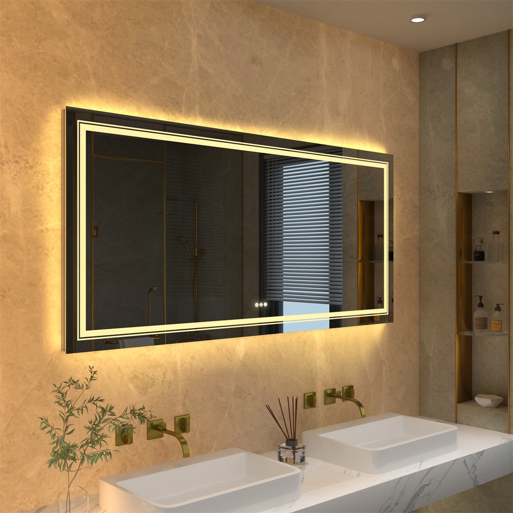 กระจกห้องน้ำ-ห้องอาบน้ำมีไฟ-led-ทัชสกรีนกันฝ้า-กันน้ำ-กันฝุ่น-กระจกอัจฉริยะ-กระจกแต่งหน้า-vanity-mirror-dimmable-lights