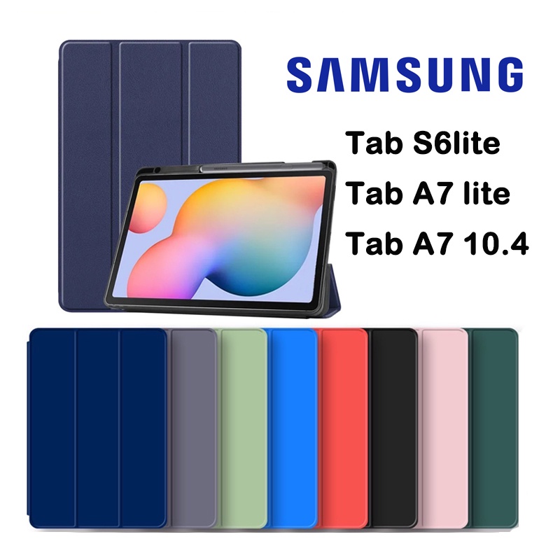 018-เคสฝาพับ-smart-case-for-samsung-galaxy-tab-s6-lite-tab-a7-lite-tab-a8-10-5-มีช่องใส่ปากกา