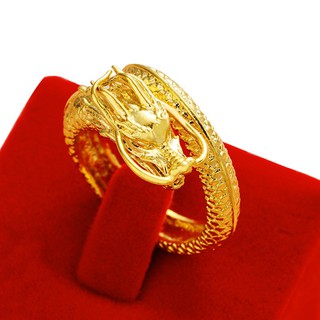 แหวนทองเหลือง ชุบทอง 24K รูปมังกร Lapis สําหรับผู้ชาย