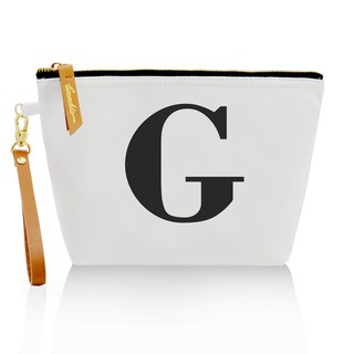 กระเป๋าผ้าลายอักษร ALPHABET CLUTCHES POUCH WHITE ”G”