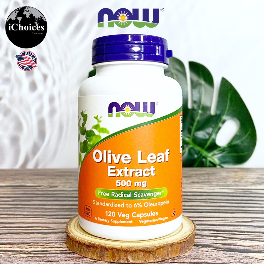 [now Foods] Olive Leaf Extract 500 Mg 120 Veg Capsules ใบมะกอกสกัด ใบโอ