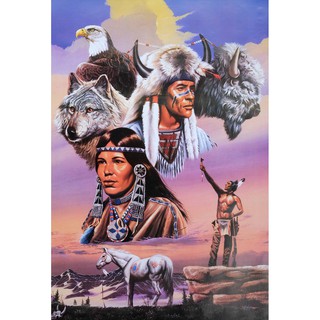 โปสเตอร์ ภาพวาด อเมริกัน อินเดียแดง Native American Indian POSTER 24”x35” Inch Painting Western V20