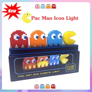 Pac Man Pixel Night Light Lamp Game Icon Visual Illusion LED 3D Light Atmosphere Nightlight Action Figure Model Kids X