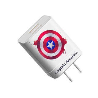 หัวชาร์จ+สายชาร์จ Captain America 2.1A ชาร์จเร็ว usb 2 Fast Charge Adapter หัวปลั๊กชาร์จเร็ว ชาร์จได้2เครื่อง