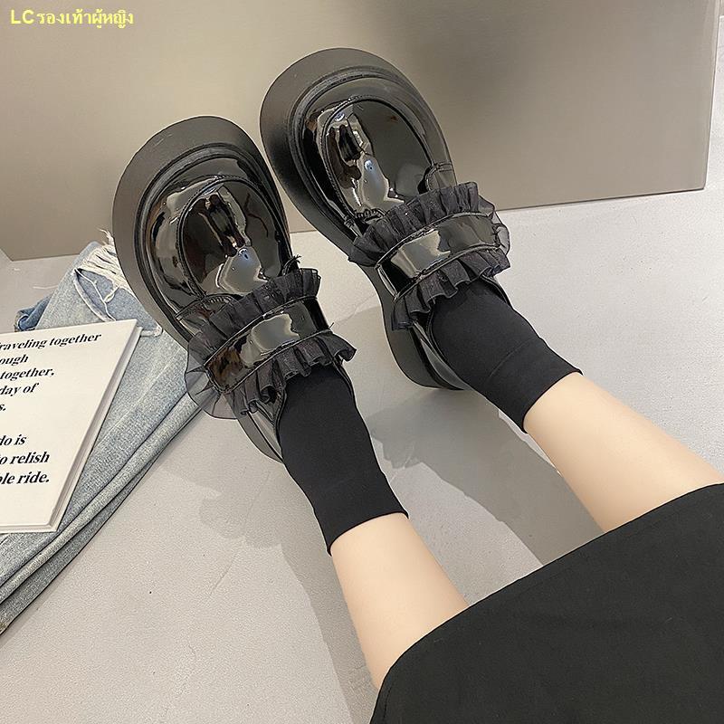 มีสินค้า-ญี่ปุ่นjkรองเท้าหนังขนาดเล็กผู้หญิงสีดำด้านล่างหนาฝรั่งเศสหัวใหญ่กับกระโปรงย้อนยุคแมรี่เจนshoes